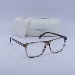 Alexander McQueen AM0247O 002 Square Eyeglasses 56mm - Transparent Brown